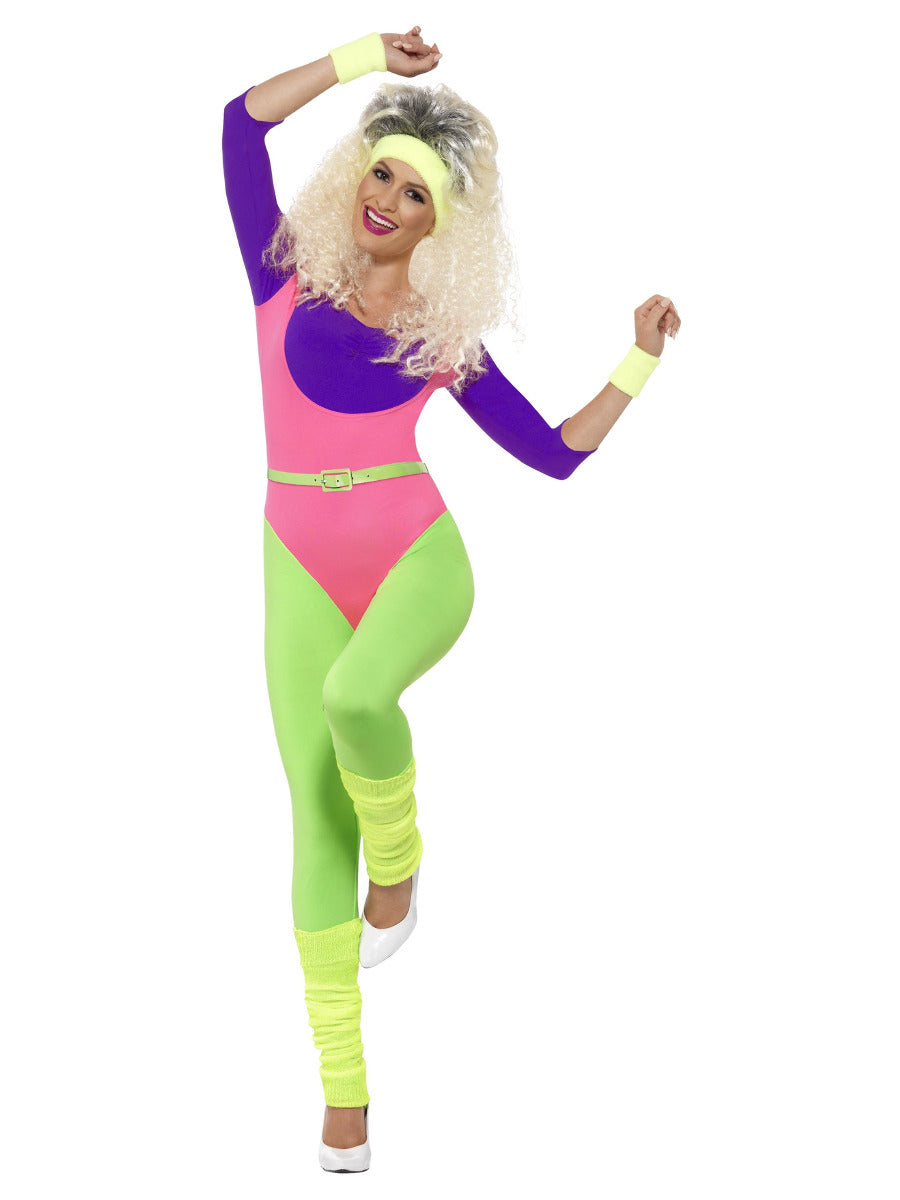 80s Work Out Costume, with Jumpsuit, Neon - 5