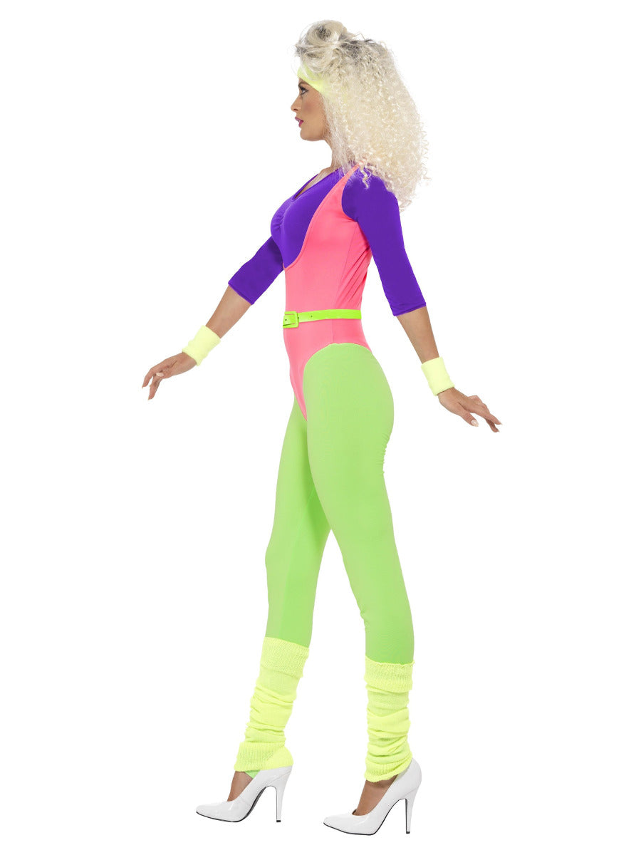 80s Work Out Costume, with Jumpsuit, Neon - 4