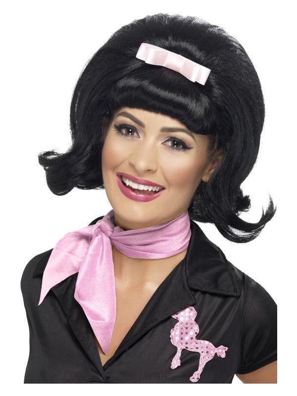 50s Flicked Beehive Bob, Black - 2