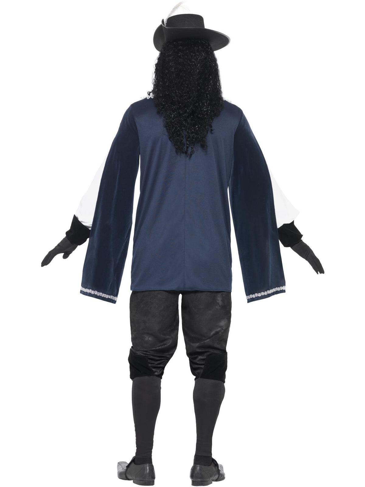 Musketeer Male Costume, with Top, Hat, Navy 2