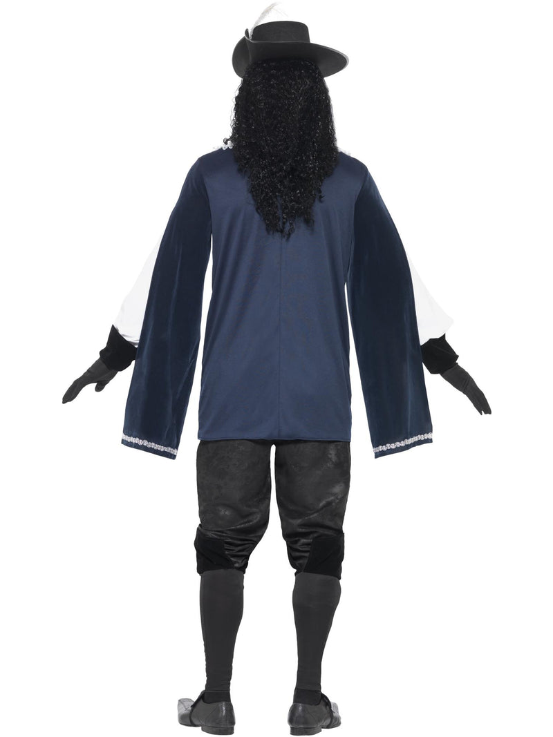 Musketeer Male Costume, with Top, Hat, Navy 2