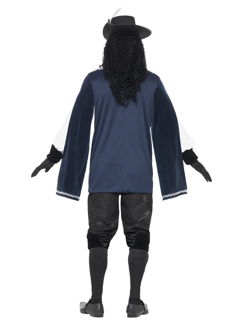 Musketeer Male Costume, with Top, Hat, Navy - 3