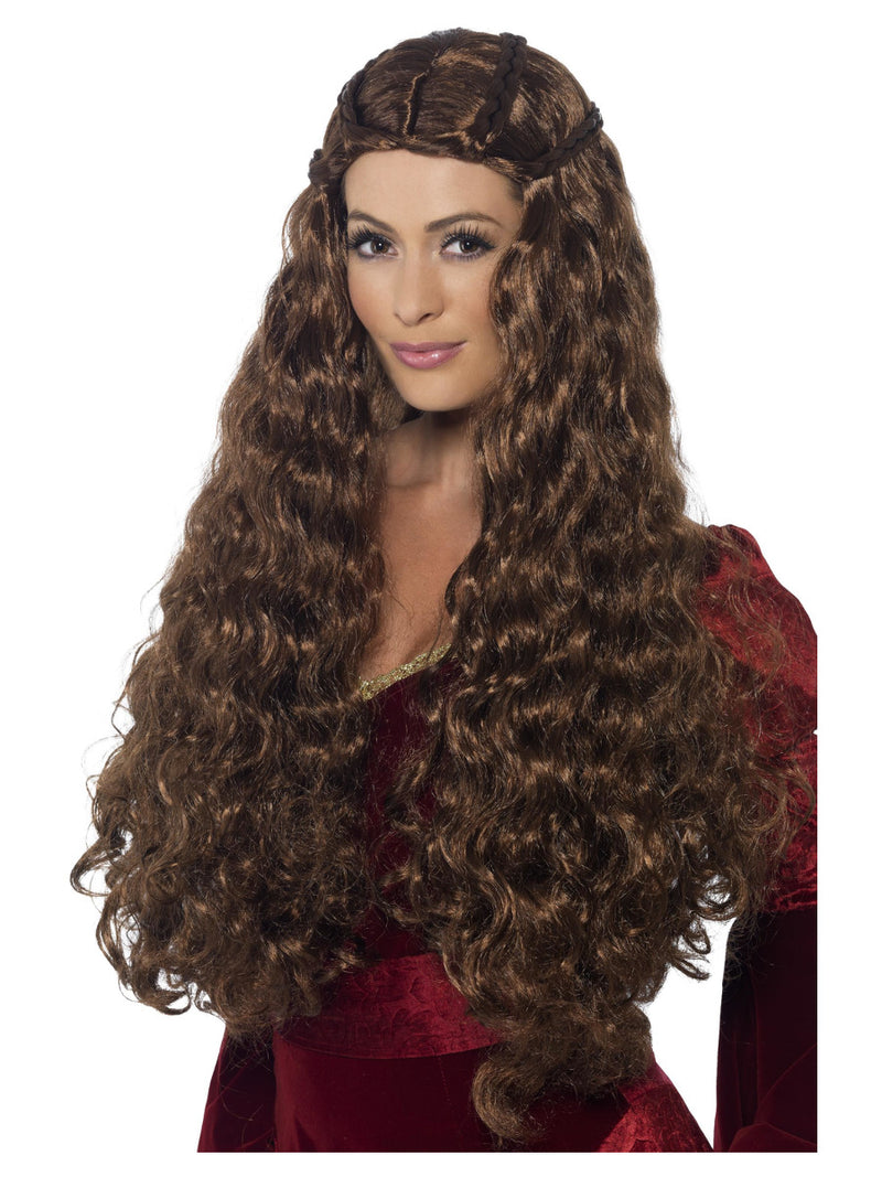 Medieval Princess Wig, Brown - 1