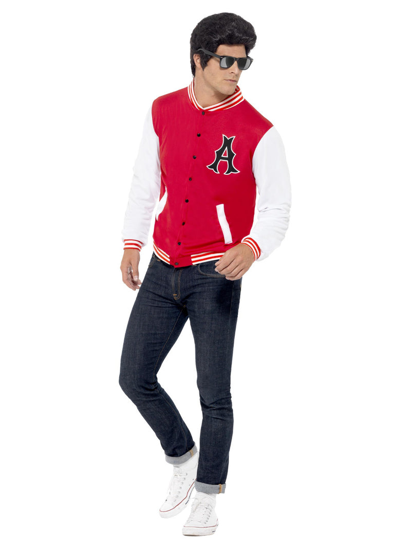 50s College Jock Letterman Jacket, Red - 1