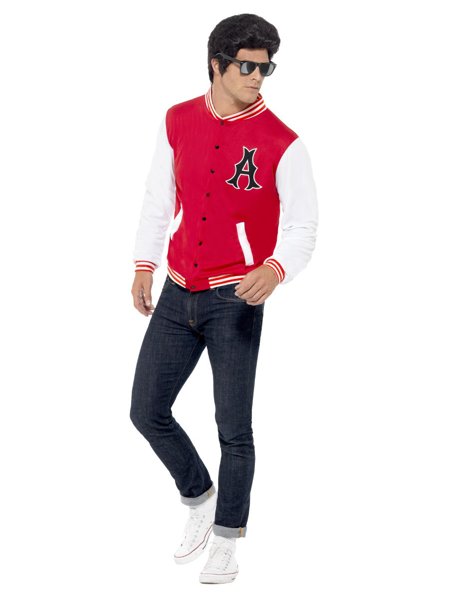 50s College Jock Letterman Jacket, Red - 1