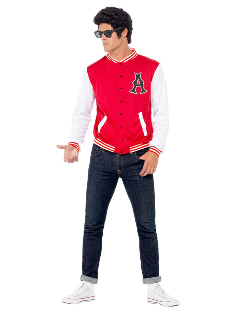 50s College Jock Letterman Jacket, Red - 5