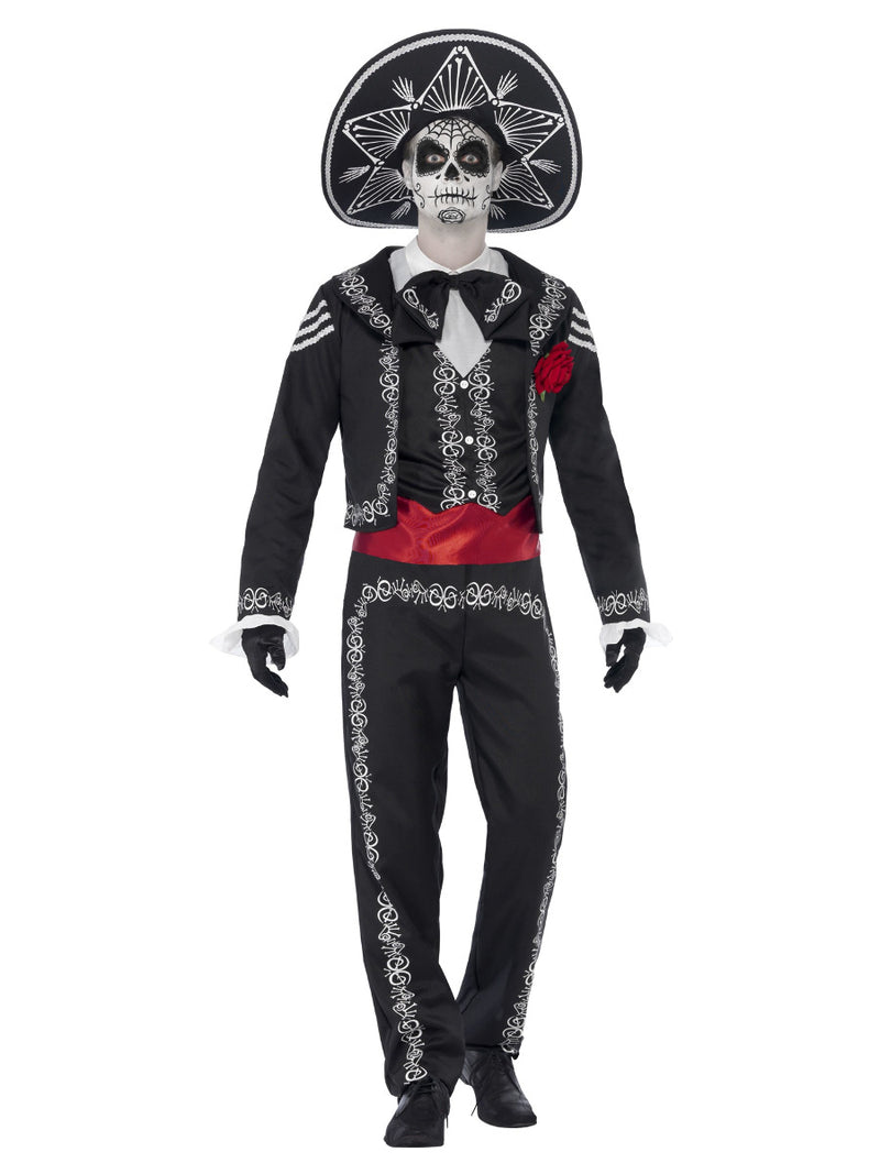 Deluxe Day of the Dead Señor Bones Costume, Black - 1
