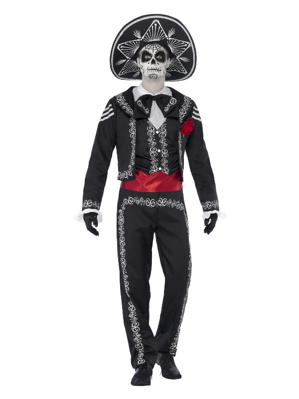 Deluxe Day of the Dead Señor Bones Costume, Black - 2
