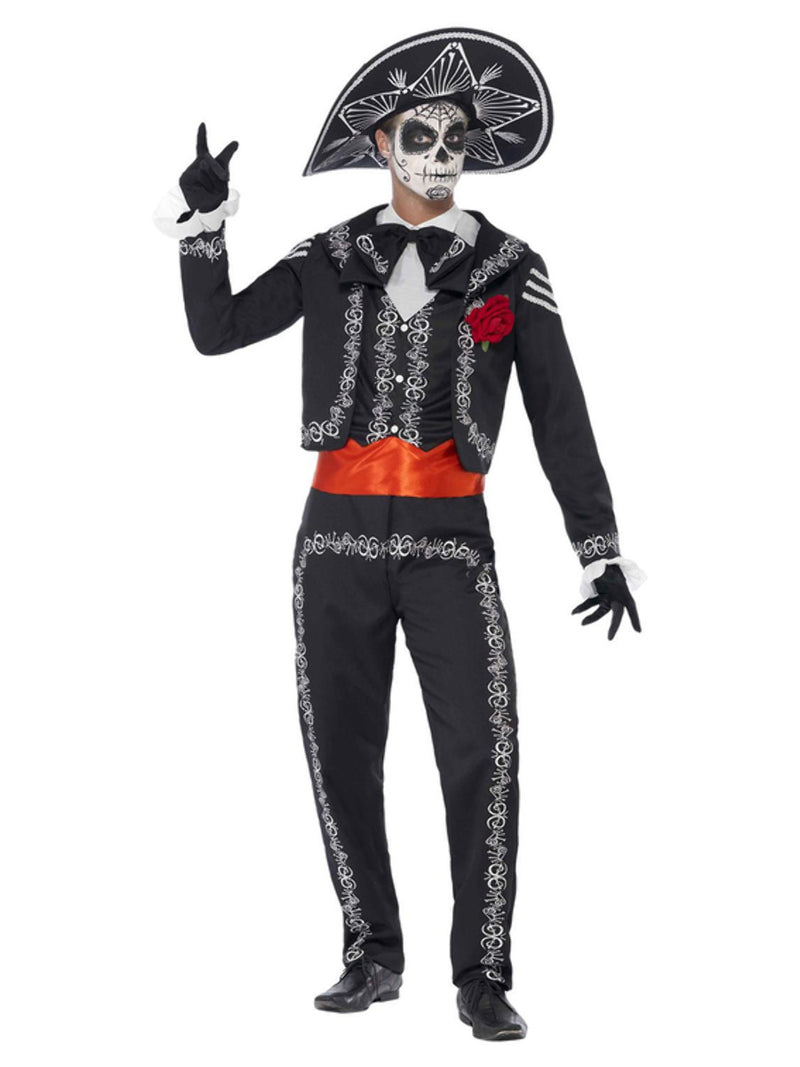 Deluxe Day of the Dead Señor Bones Costume, Black - 5