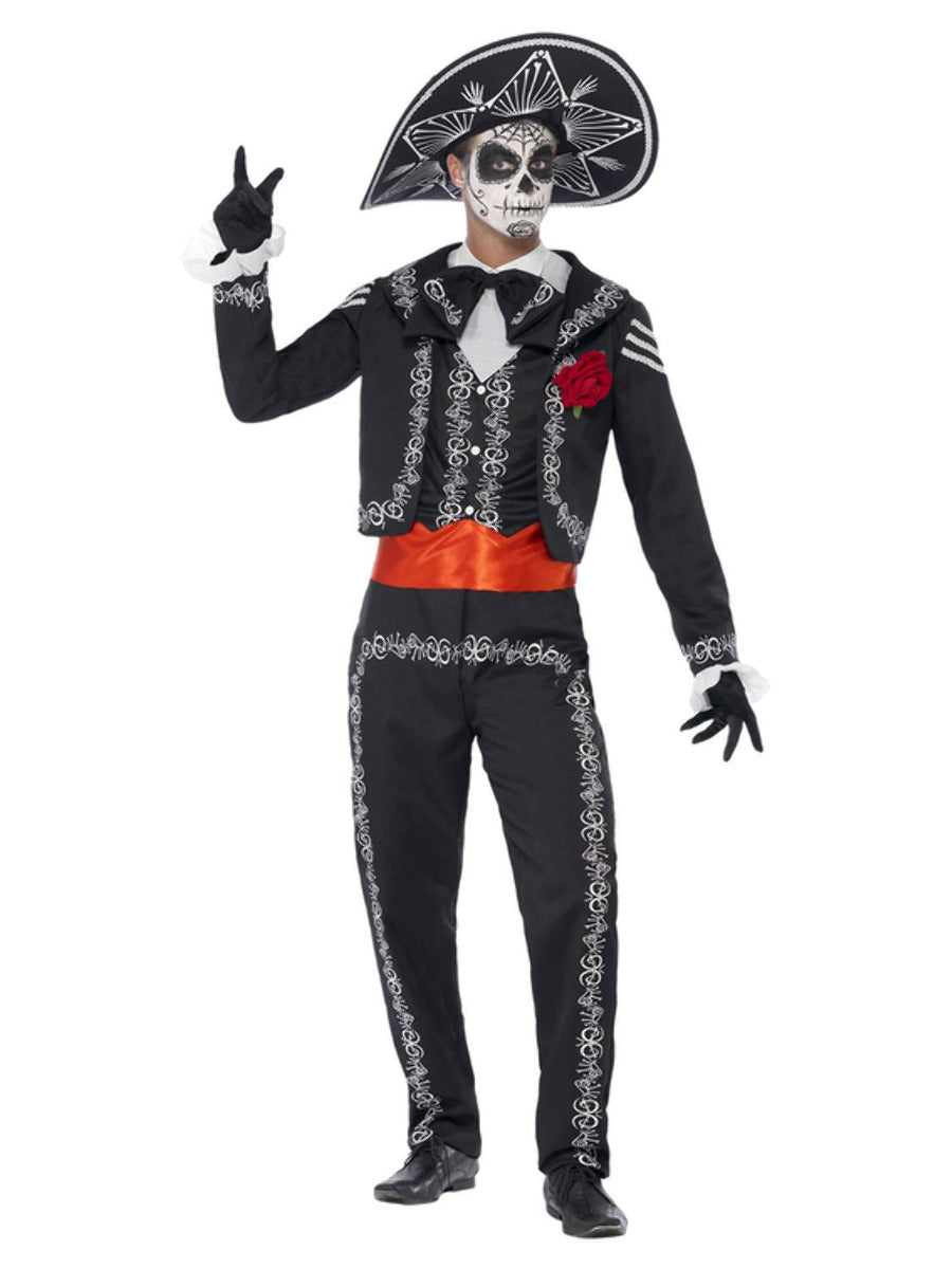 Deluxe Day of the Dead Señor Bones Costume, Black - 5