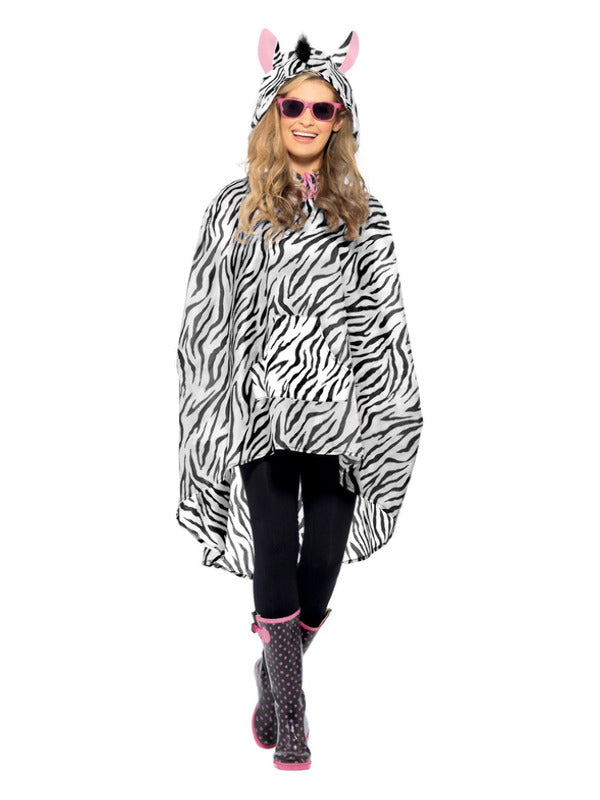 Zebra Party Poncho, Black & White - 2