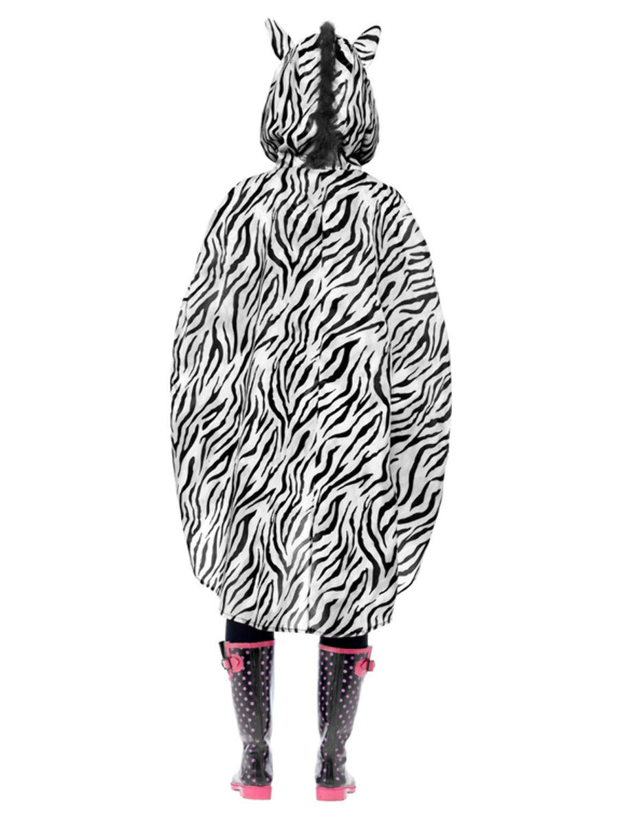 Zebra Party Poncho, Black & White - 3
