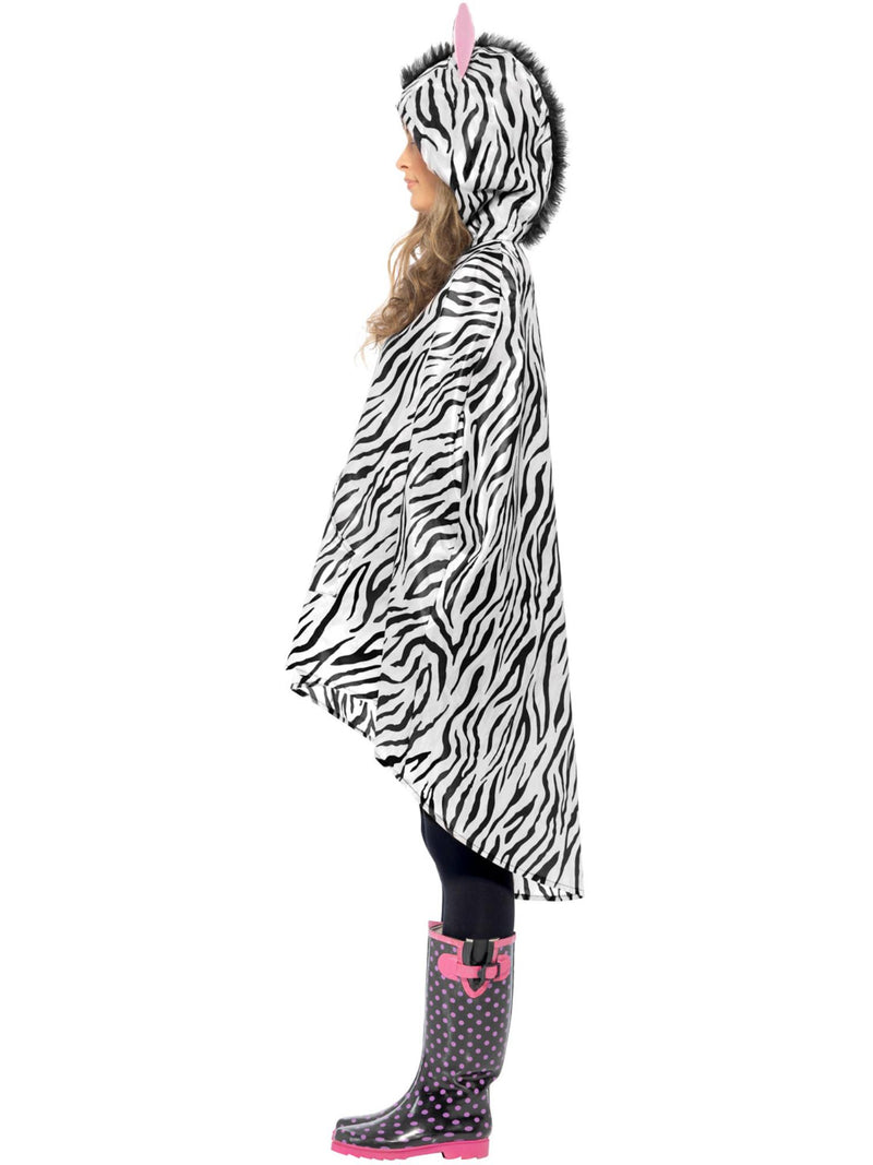 Zebra Party Poncho, Black & White 3
