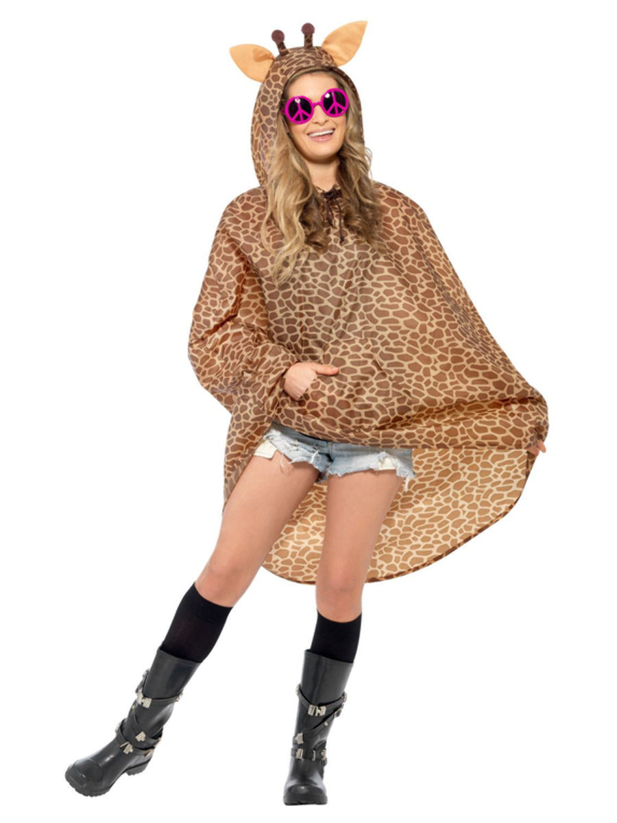 Giraffe Party Poncho, Brown - 1