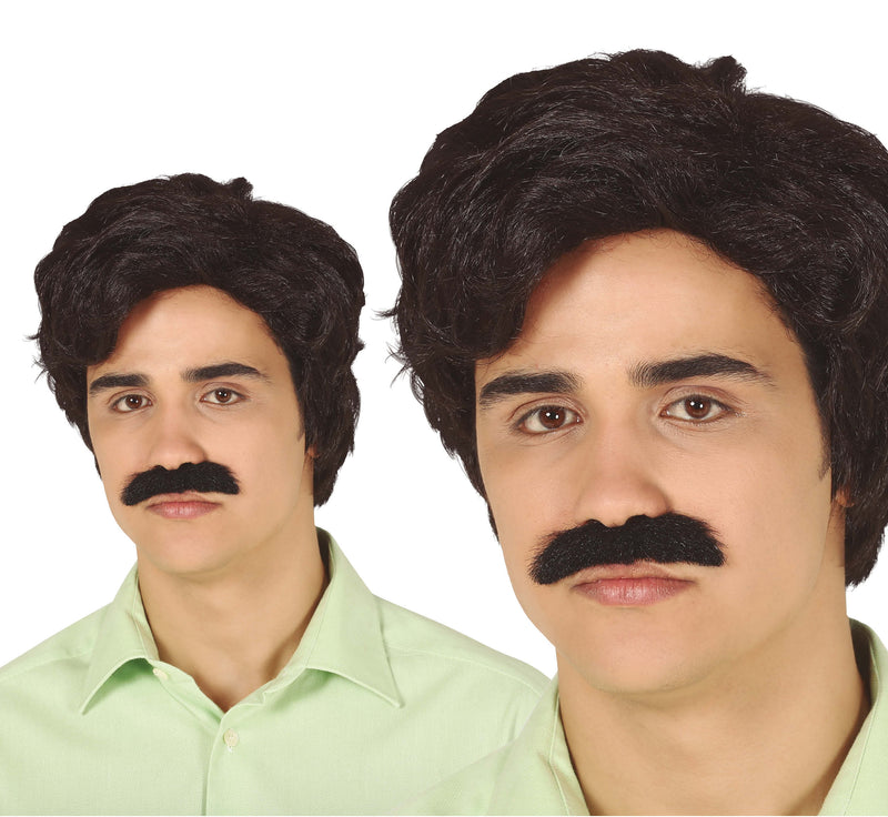 DRUG DEALER WIG WITH MOUSTACHE IN BOX