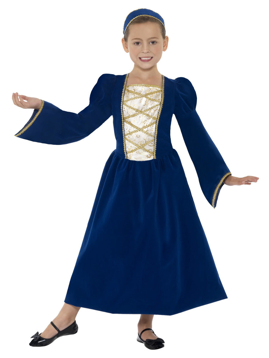 Tudor Princess Girl Costume, Royal Blue - 1