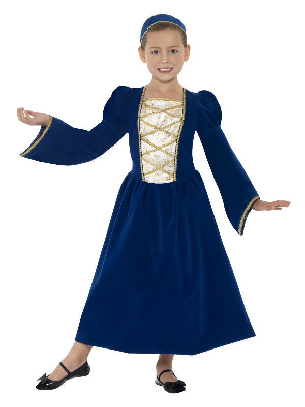 Tudor Princess Girl Costume, Royal Blue - 2