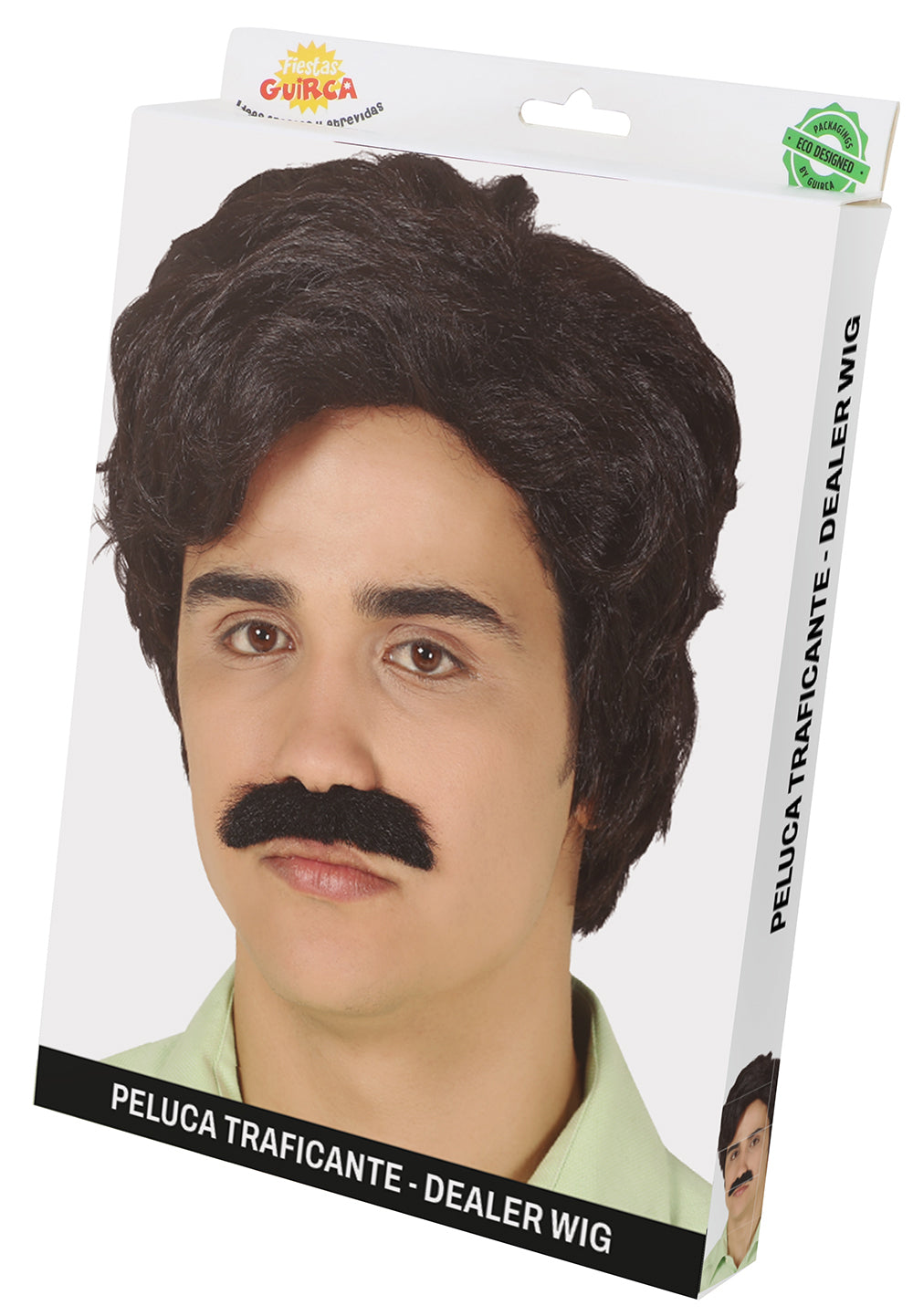 DRUG DEALER WIG WITH MOUSTACHE IN BOX