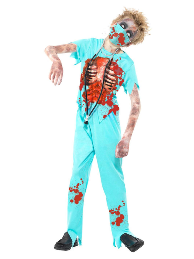 Zombie Surgeon Costume, Blue - 1