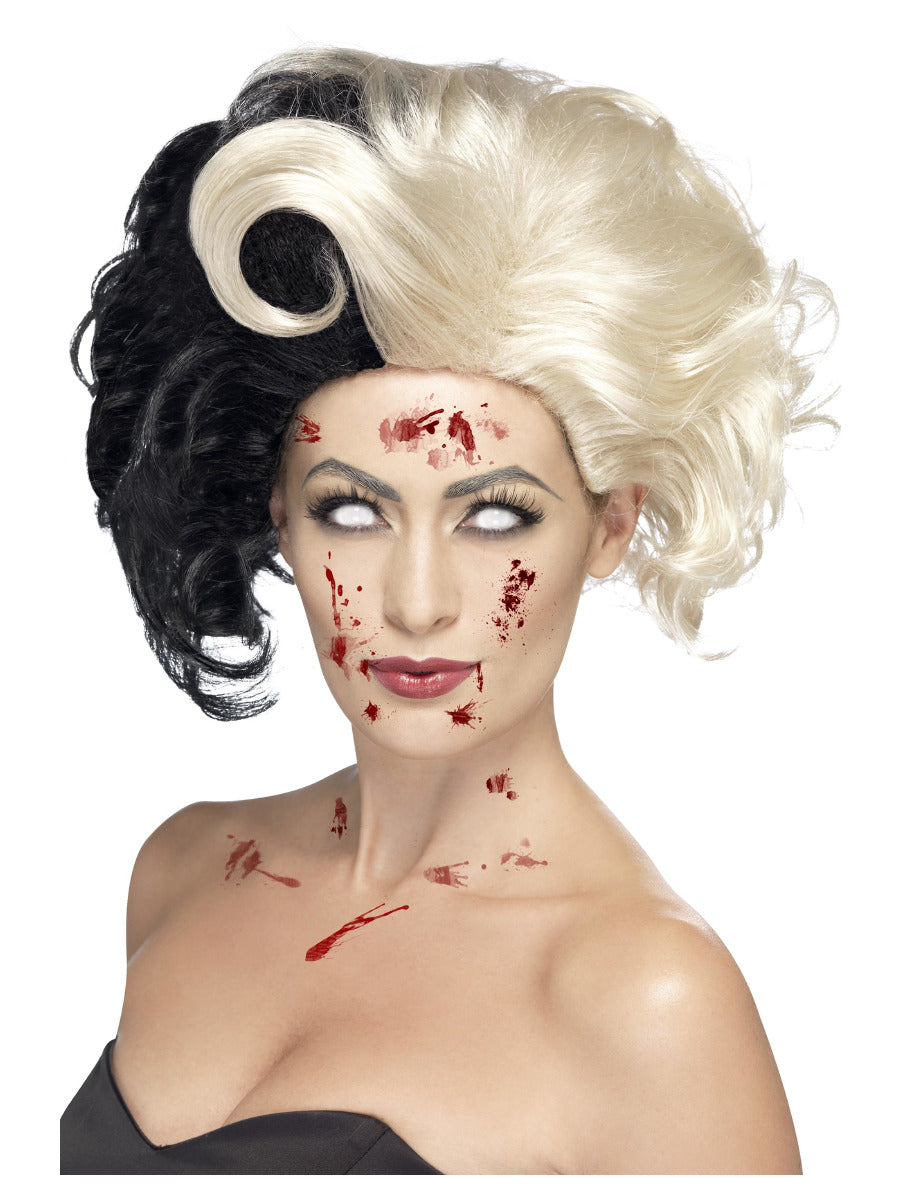 Deluxe Evil Madame Wig, Black & Blonde - 1