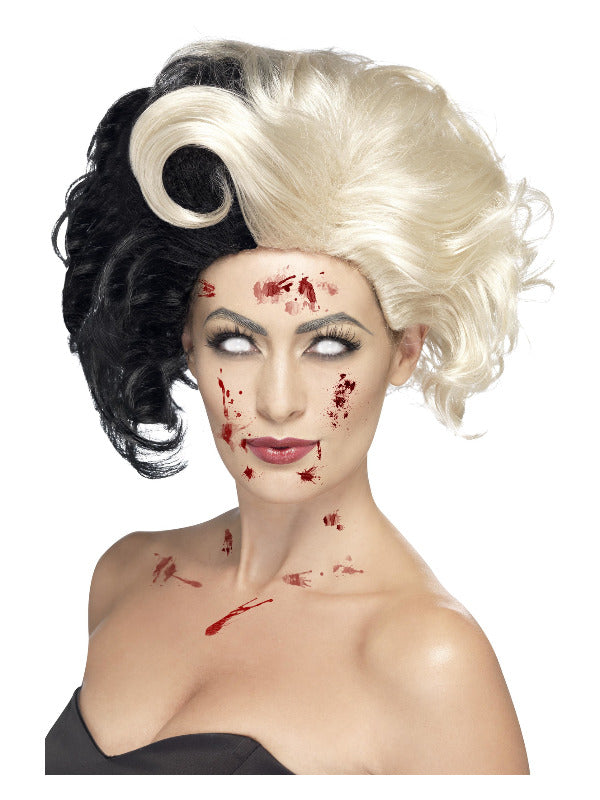 Deluxe Evil Madame Wig, Black & Blonde - 2