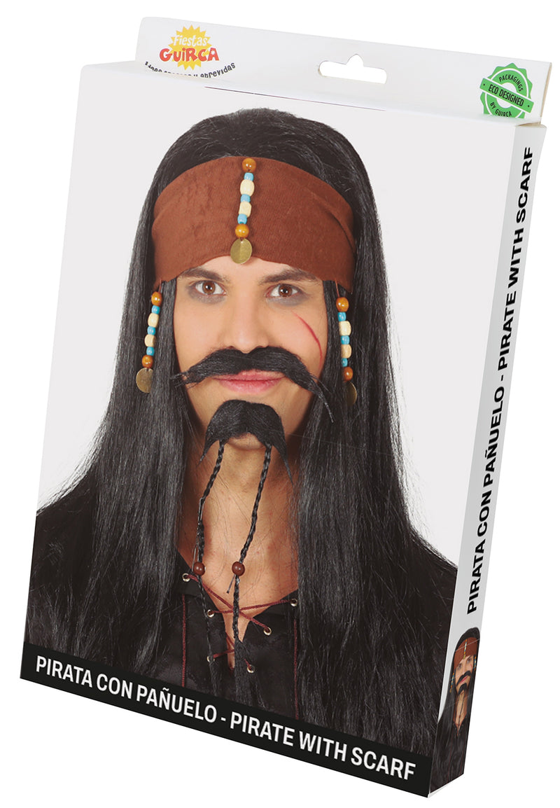 PIRATE WIG WITH HANDKERCHIEF IN BOX