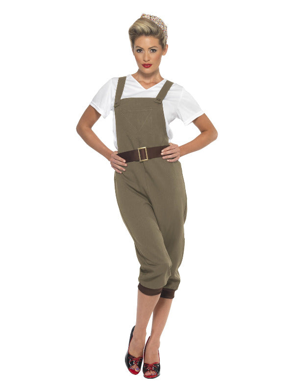WW2 Land Girl Costume, Khaki - 2