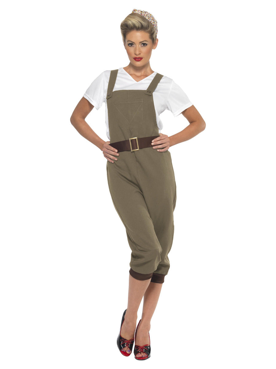 WW2 Land Girl Costume, Khaki - 1
