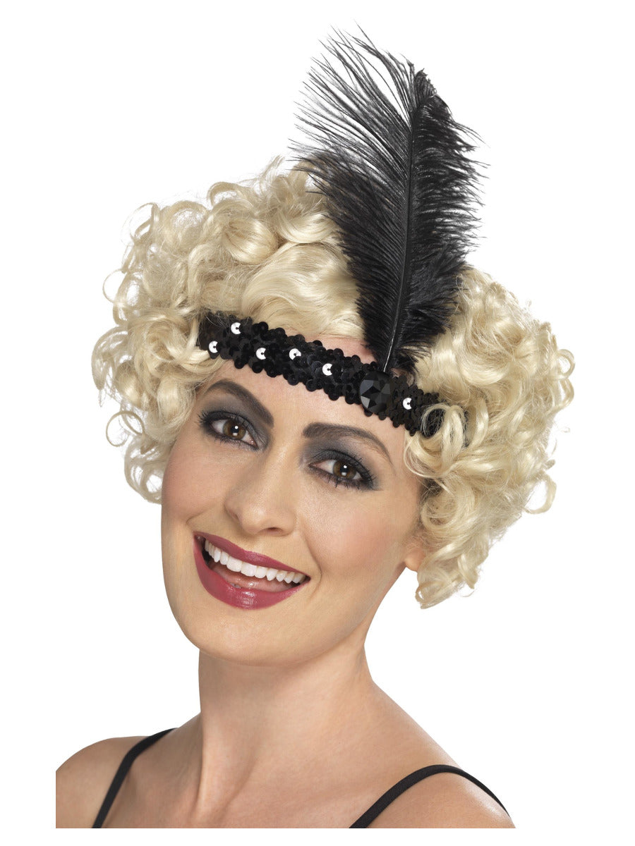 Flapper Headband, Black - 1