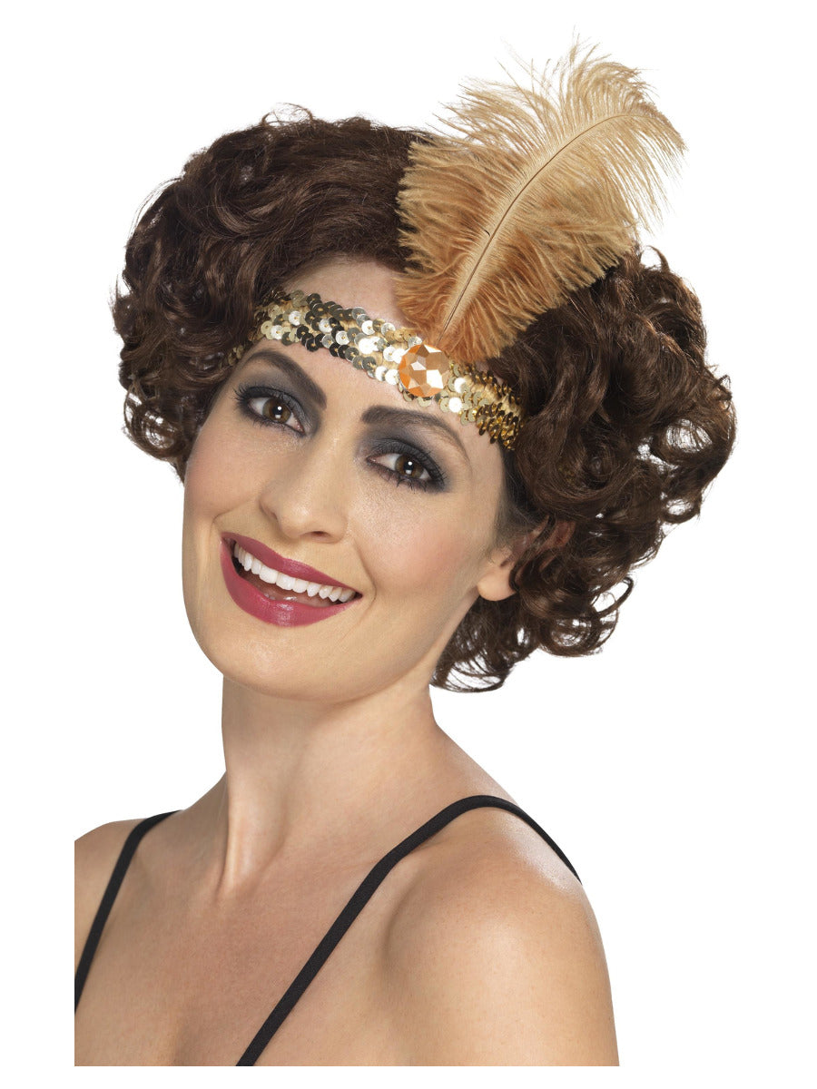 Flapper Headband, Gold - 1