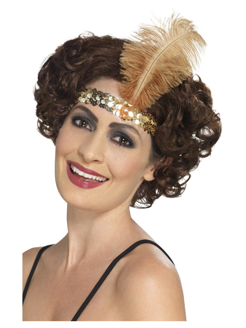 Flapper Headband, Gold - 1