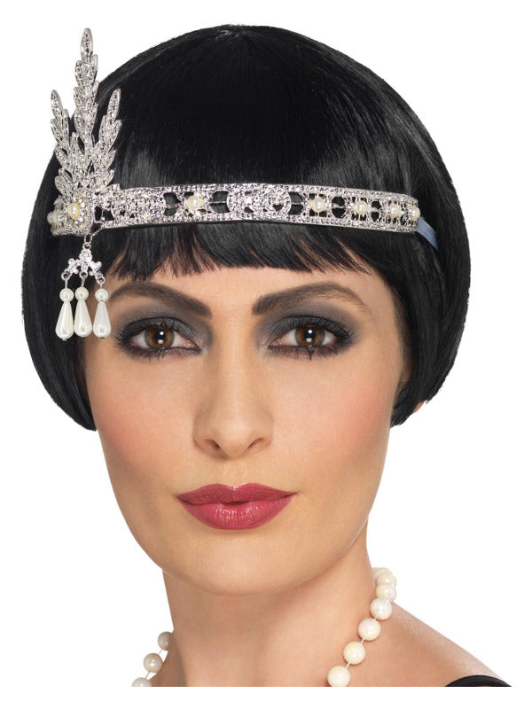Flapper Headband, Silver - 2