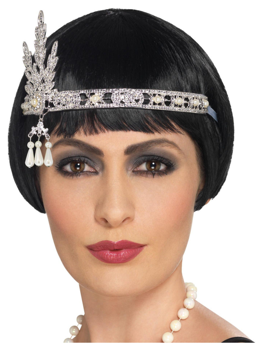 Flapper Headband, Silver - 1