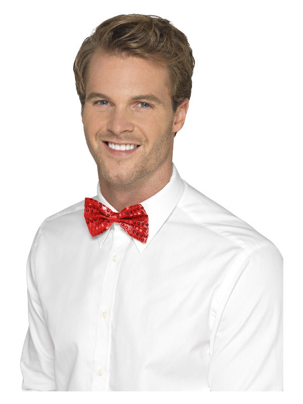 Sequin Bow Tie, Red - 2