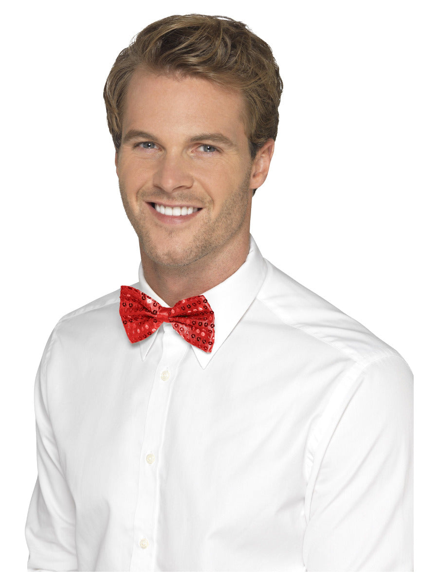 Sequin Bow Tie, Red - 1