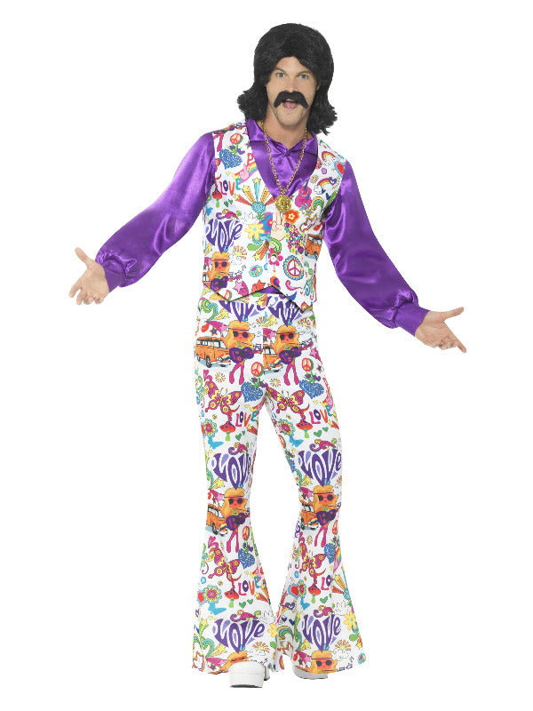 60s Groovy Hippie Costume, Multi-Coloured - 2