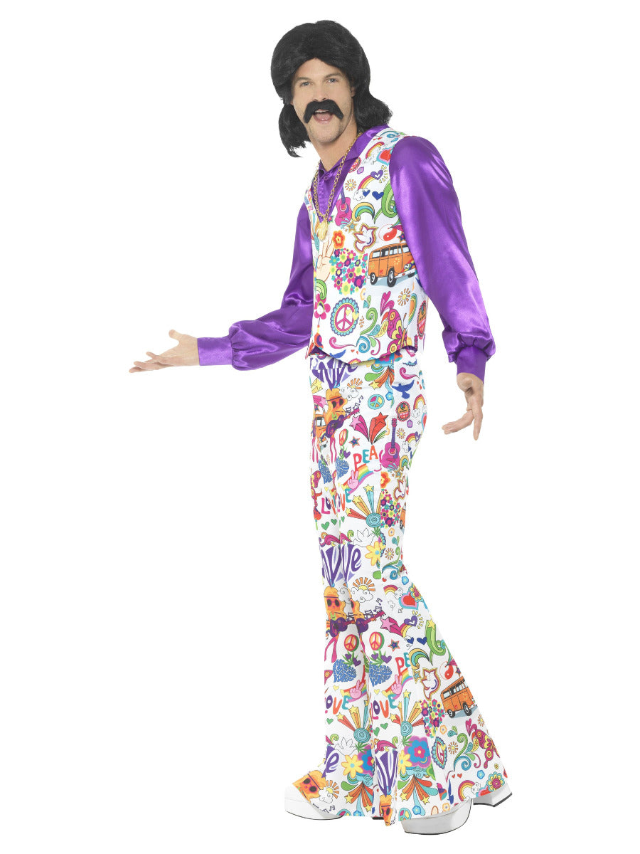 60s Groovy Hippie Costume, Multi-Coloured - 4