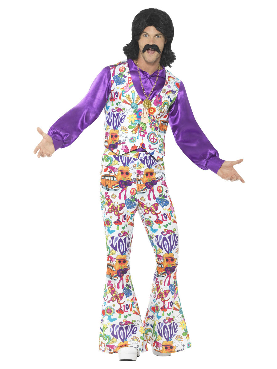 60s Groovy Hippie Costume, Multi-Coloured - 1