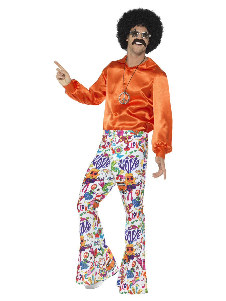60s Groovy Flared Trousers, Mens, Multi-Coloured - 1