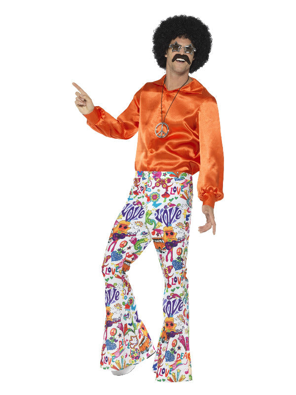 60s Groovy Flared Trousers, Mens, Multi-Coloured - 2