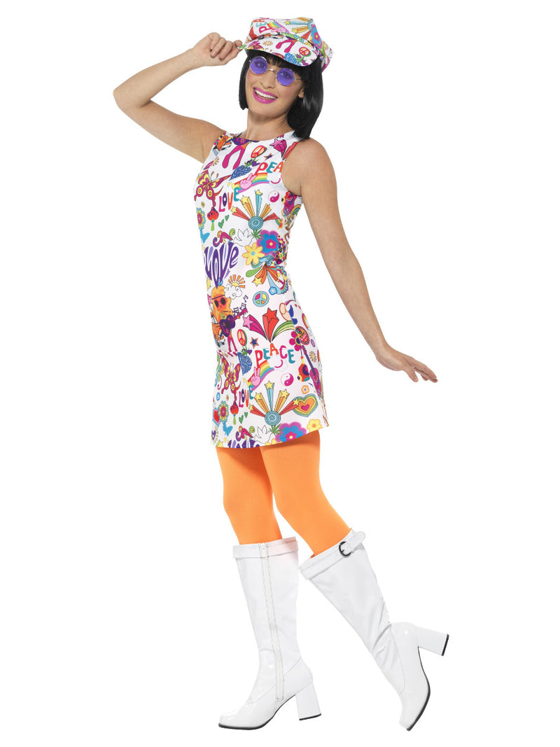 60's Groovy Chick Costume, Multi-Coloured - 4