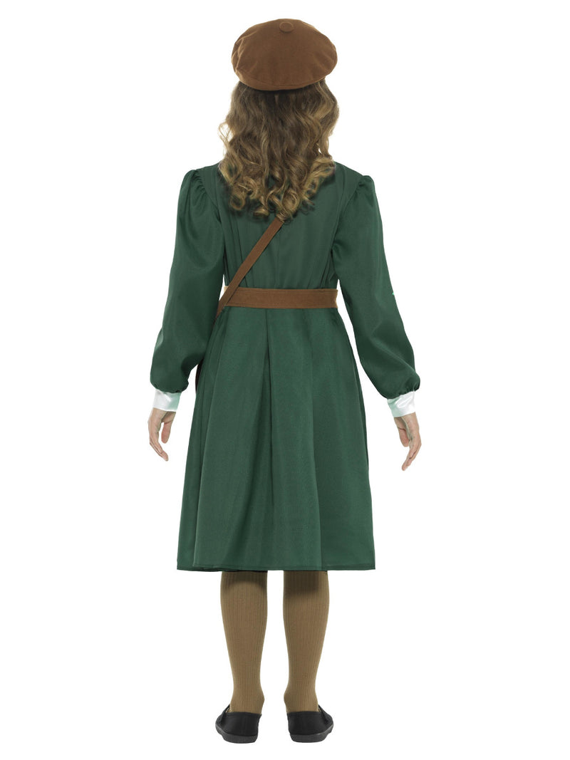 WW2 Evacuee Girl Costume, Green - 3