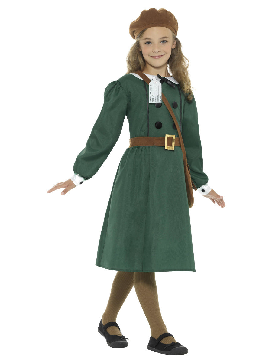 WW2 Evacuee Girl Costume, Green - 4