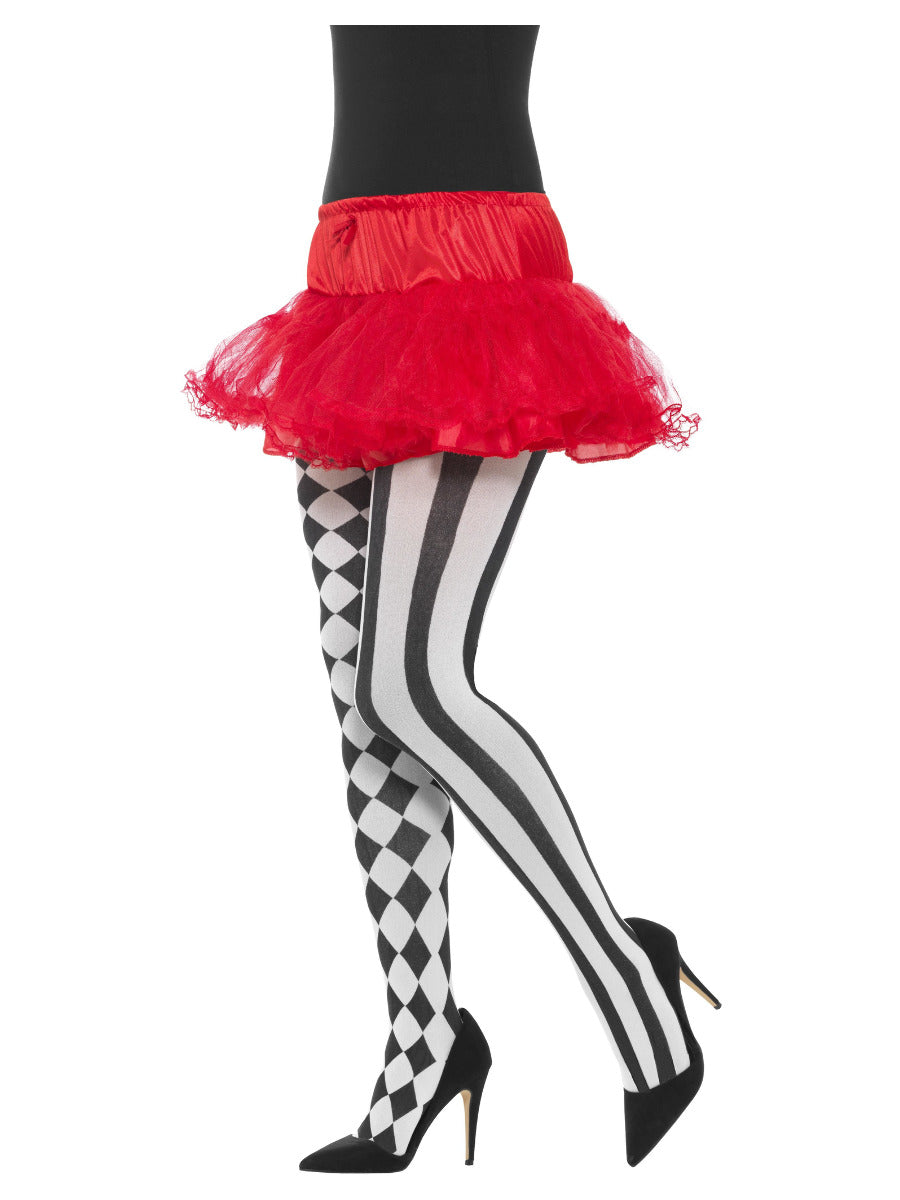 Harlequin Tights, White & Black - 1