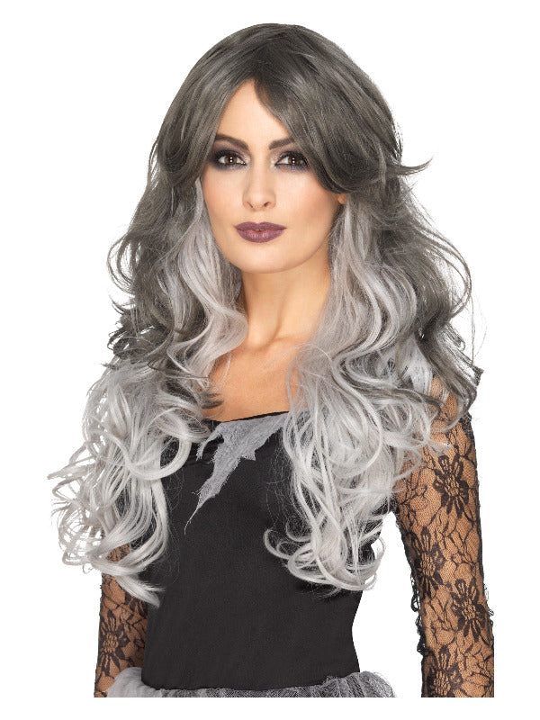 Deluxe Gothic Bride Wig, Grey - 2