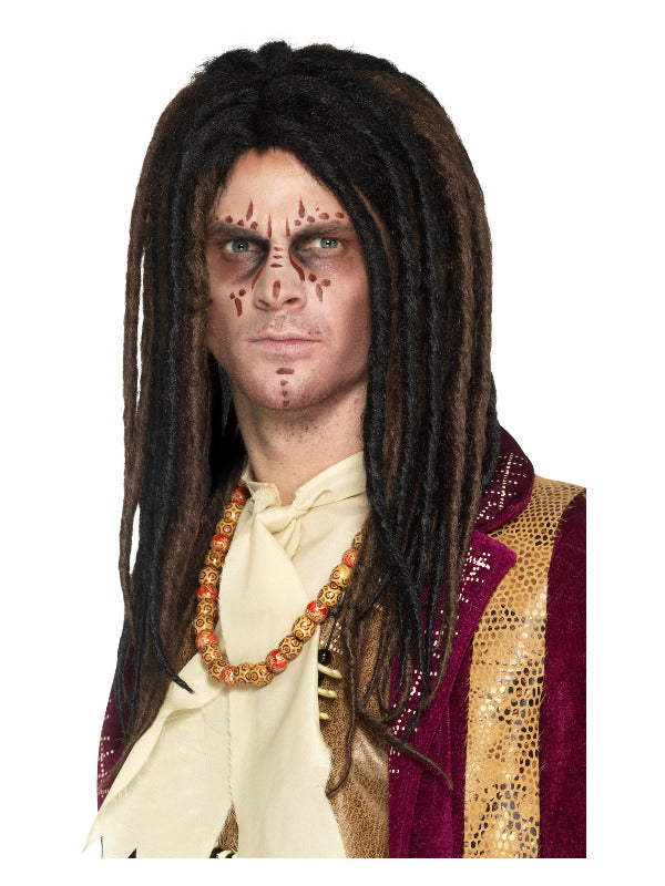 Deluxe Voodoo Dreadlock Wig, Brown & Black - 2