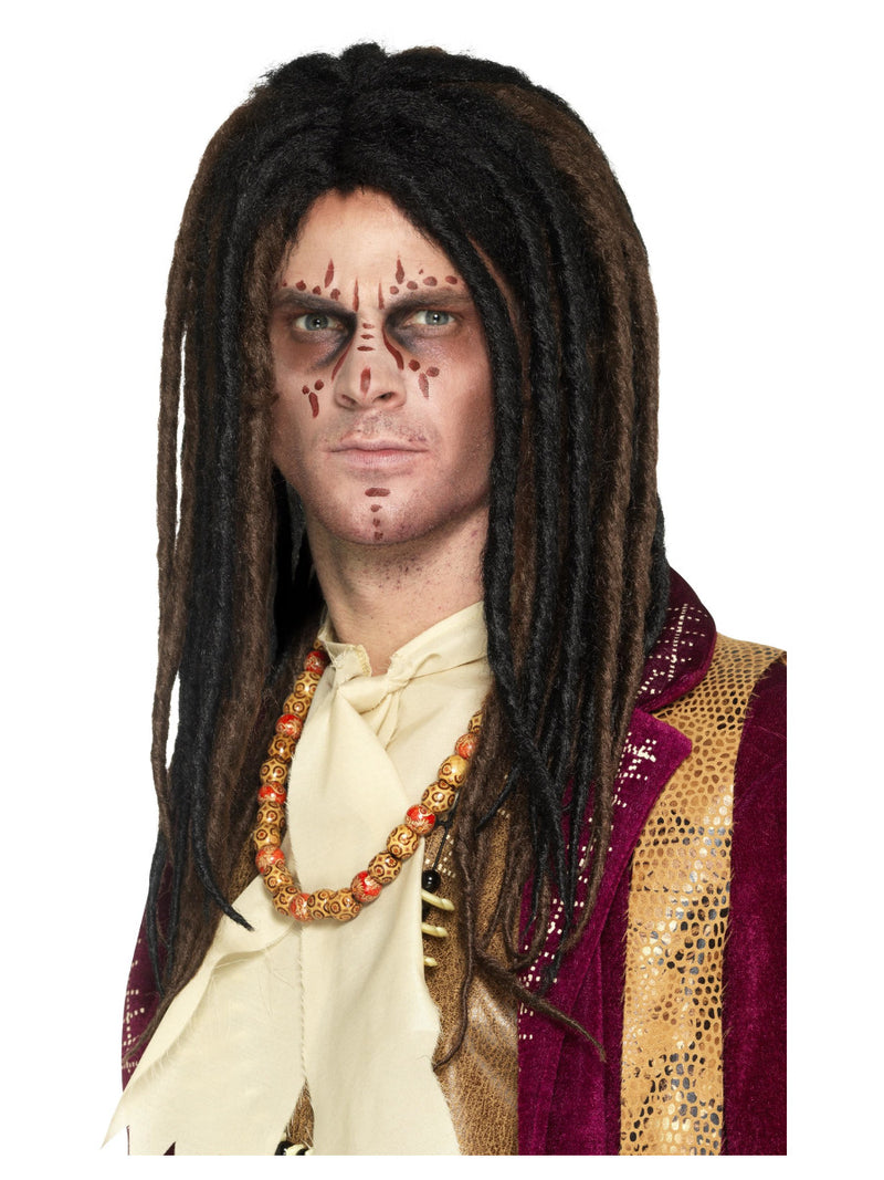 Deluxe Voodoo Dreadlock Wig, Brown & Black - 1