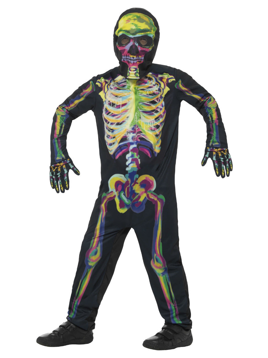 Glow in the Dark Skeleton Costume, Multi-Coloured - 1