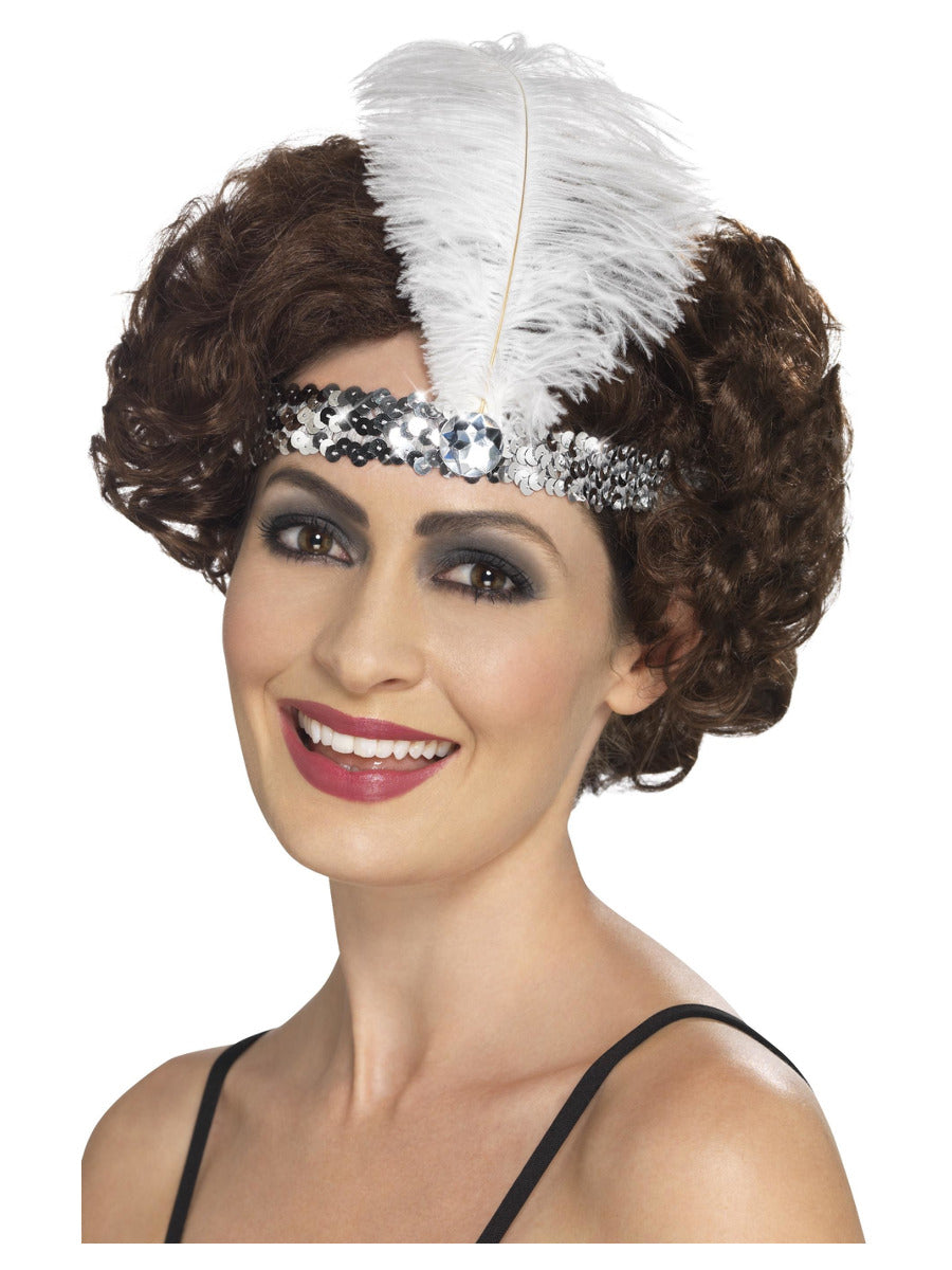 Flapper Headband, Silver - 1