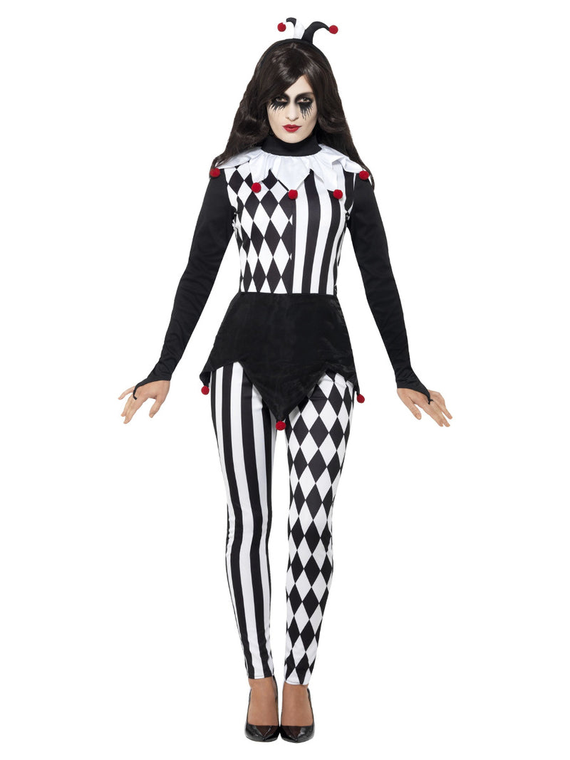 Female Jester Costume, Black - 1